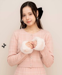 カーディガン/ボレロ（ピンク/桃色系・チェック柄）ファッション通販
