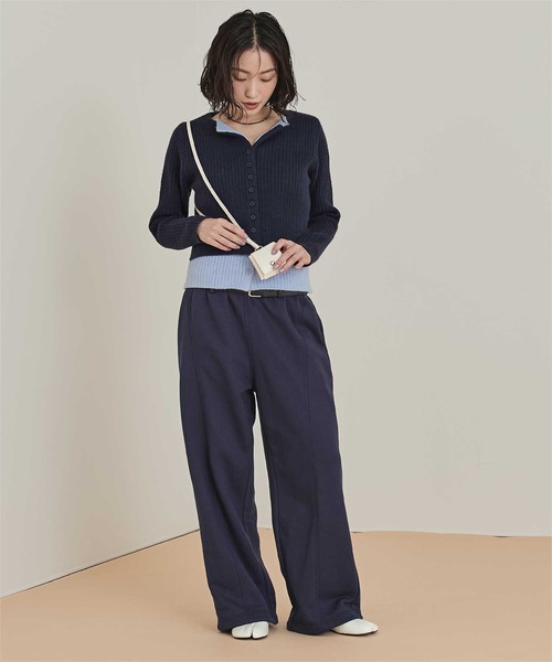 miette（ミエット）の「レイヤード配色ニットカーディガン（カーディガン/ボレロ・レディース・チャコール/ライトグレー/レッド/ブラック/ネイビー/ライトグリーン/ボルドー/グレー系その他・FREE）」の10枚目の写真