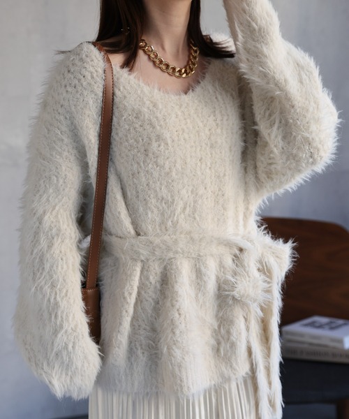 sheller♡ボウタイニットトップス sheller シェリエ ボウタイニットトップス セーター ニット 白