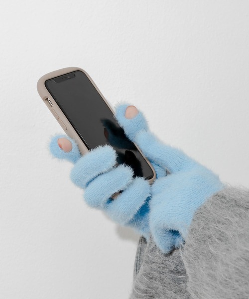 SMELLY(スメリー)の「シャギーニットロンググローブ(手袋・レディース・ホワイト/ライトグレー/ライトブルー・-)」の1枚目の写真