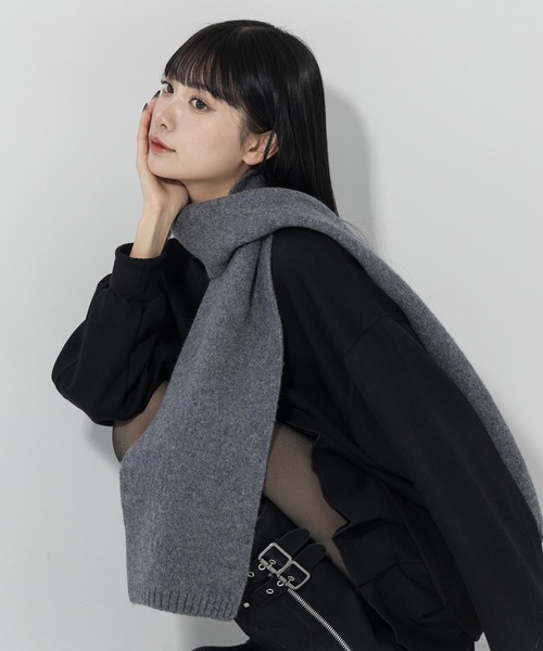 me+em select(ミームセレクト)の「※【 4color 】コンパクトウールニットミニマフラー / compact wool knit mini muffler(マフラー・レディース・チャコール/ホワイト/ブラック/グレー/レッド・FREE)」の10枚目の写真