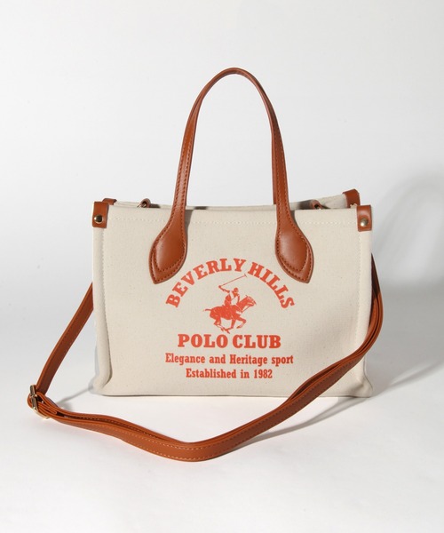 BEVERLY HILLS POLO CLUB（ビバリーヒルズポロクラブ）の「【BEVERLY HILLS POLO CLUB/ビバリーヒルズポロクラブ】ポニーロゴプリント キャンバストートバッグ（ショルダーストラップ付）（トートバッグ・メンズ・ネイビー/オレンジ/グリーン/ブラック・FREE）」の8枚目の写真