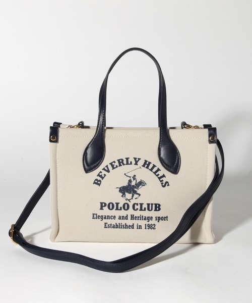BEVERLY HILLS POLO CLUB（ビバリーヒルズポロクラブ）の「【BEVERLY HILLS POLO CLUB/ビバリーヒルズポロクラブ】ポニーロゴプリント キャンバストートバッグ（ショルダーストラップ付）（トートバッグ・メンズ・ネイビー/オレンジ/グリーン/ブラック・FREE）」の7枚目の写真