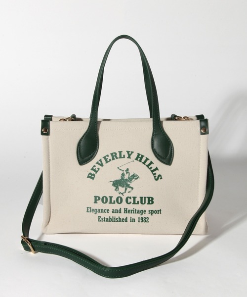 BEVERLY HILLS POLO CLUB（ビバリーヒルズポロクラブ）の「【BEVERLY HILLS POLO CLUB/ビバリーヒルズポロクラブ】ポニーロゴプリント キャンバストートバッグ（ショルダーストラップ付）（トートバッグ・メンズ・ネイビー/オレンジ/グリーン/ブラック・FREE）」の6枚目の写真