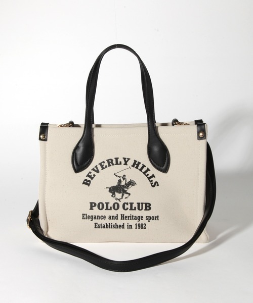 BEVERLY HILLS POLO CLUB（ビバリーヒルズポロクラブ）の「【BEVERLY HILLS POLO CLUB/ビバリーヒルズポロクラブ】ポニーロゴプリント キャンバストートバッグ（ショルダーストラップ付）（トートバッグ・メンズ・ネイビー/オレンジ/グリーン/ブラック・FREE）」の5枚目の写真