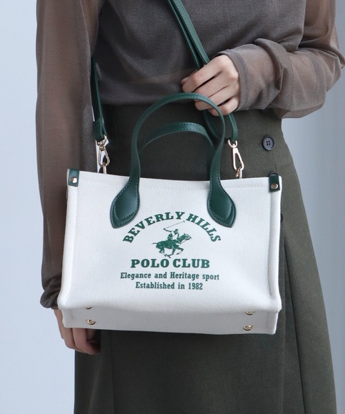 BEVERLY HILLS POLO CLUB（ビバリーヒルズポロクラブ）の「【BEVERLY HILLS POLO CLUB/ビバリーヒルズポロクラブ】ポニーロゴプリント キャンバストートバッグ（ショルダーストラップ付）（トートバッグ・メンズ・ネイビー/オレンジ/グリーン/ブラック・FREE）」の12枚目の写真