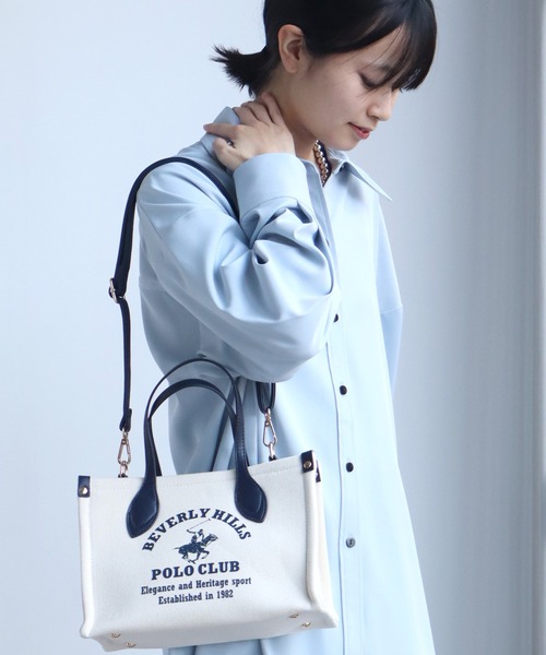 BEVERLY HILLS POLO CLUB（ビバリーヒルズポロクラブ）の「【BEVERLY HILLS POLO CLUB/ビバリーヒルズポロクラブ】ポニーロゴプリント キャンバストートバッグ（ショルダーストラップ付）（トートバッグ・メンズ・ネイビー/オレンジ/グリーン/ブラック・FREE）」の13枚目の写真