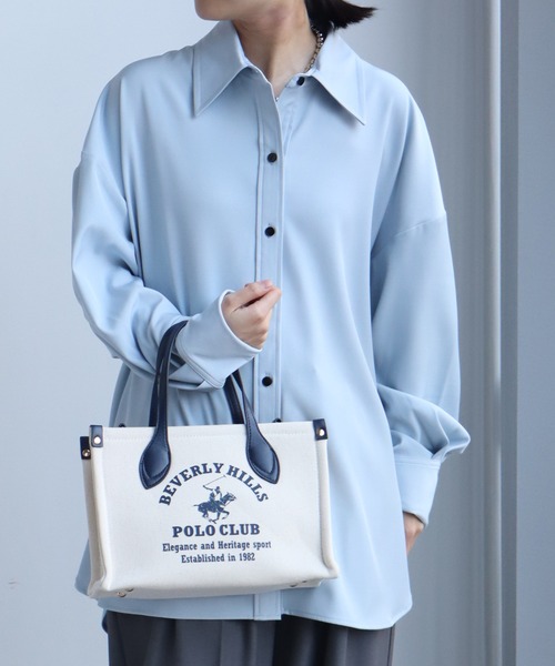 BEVERLY HILLS POLO CLUB（ビバリーヒルズポロクラブ）の「【BEVERLY HILLS POLO CLUB/ビバリーヒルズポロクラブ】ポニーロゴプリント キャンバストートバッグ（ショルダーストラップ付）（トートバッグ・メンズ・ネイビー/オレンジ/グリーン/ブラック・FREE）」の14枚目の写真