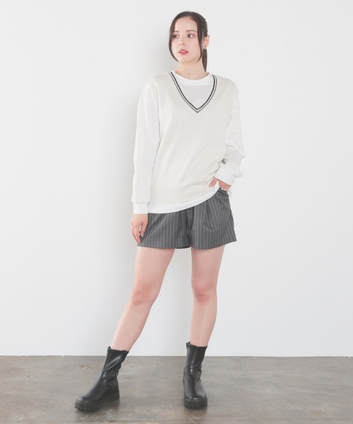 Honeys（ハニーズ）の「ライン入りベスト（ベスト・レディース・杢グレー/アイボリー/ネイビー/ベージュ・L/M/S/SS）」の5枚目の写真