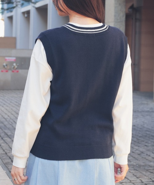 Honeys（ハニーズ）の「ライン入りベスト（ベスト・レディース・杢グレー/アイボリー/ネイビー/ベージュ・L/M/S/SS）」の11枚目の写真