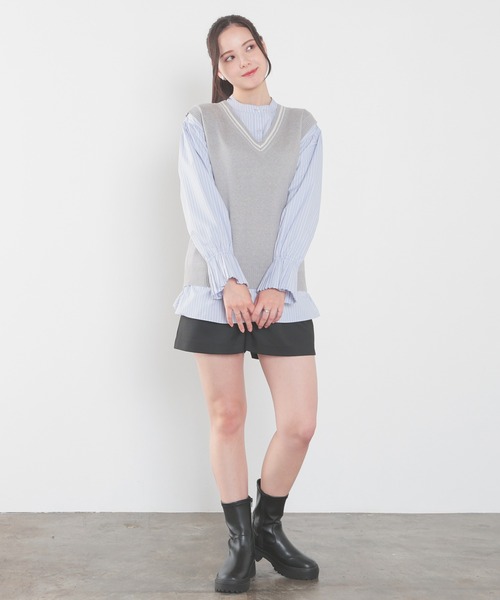 Honeys（ハニーズ）の「ライン入りベスト（ベスト・レディース・杢グレー/アイボリー/ネイビー/ベージュ・L/M/S/SS）」の13枚目の写真