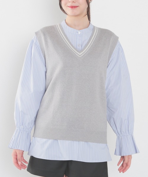 Honeys（ハニーズ）の「ライン入りベスト（ベスト・レディース・杢グレー/アイボリー/ネイビー/ベージュ・L/M/S/SS）」の14枚目の写真