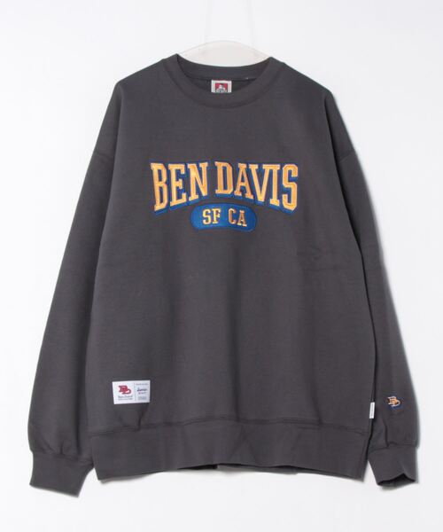 【セール】【BEN DAVIS/ベンデイヴィス】カレッジロゴ裏起毛クルーネックスウェットトレーナー（スウェット）｜BEN DAVIS（ベンデイビス）