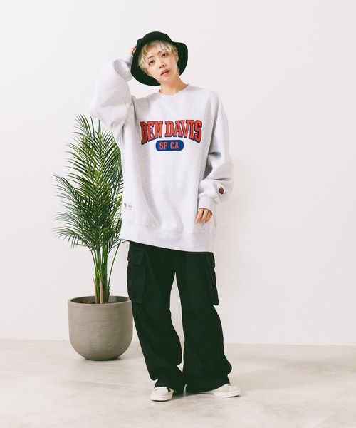 【セール】【BEN DAVIS/ベンデイヴィス】カレッジロゴ裏起毛クルーネックスウェットトレーナー（スウェット）｜BEN DAVIS（ベンデイビス）