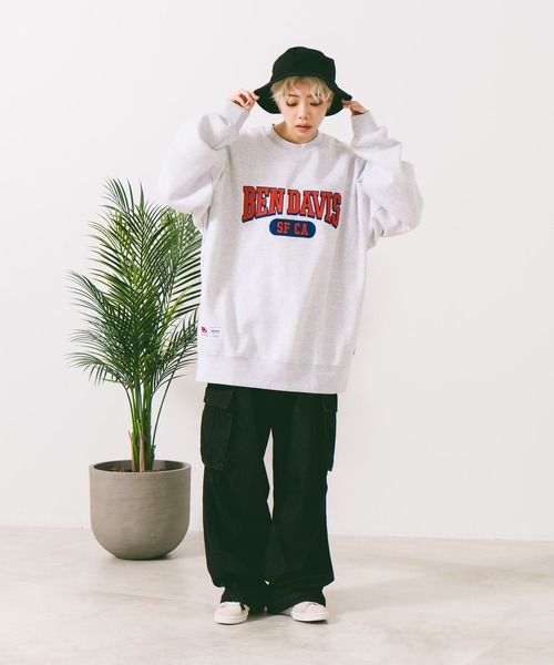 【セール】【BEN DAVIS/ベンデイヴィス】カレッジロゴ裏起毛クルーネックスウェットトレーナー（スウェット）｜BEN DAVIS（ベンデイビス）