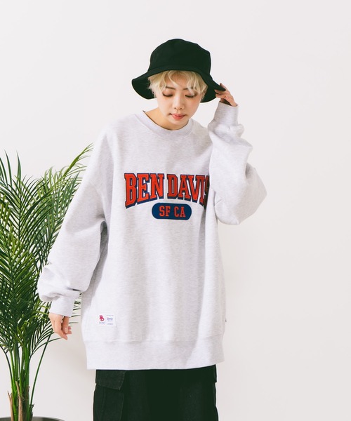 【セール】【BEN DAVIS/ベンデイヴィス】カレッジロゴ裏起毛クルーネックスウェットトレーナー（スウェット）｜BEN DAVIS（ベンデイビス）
