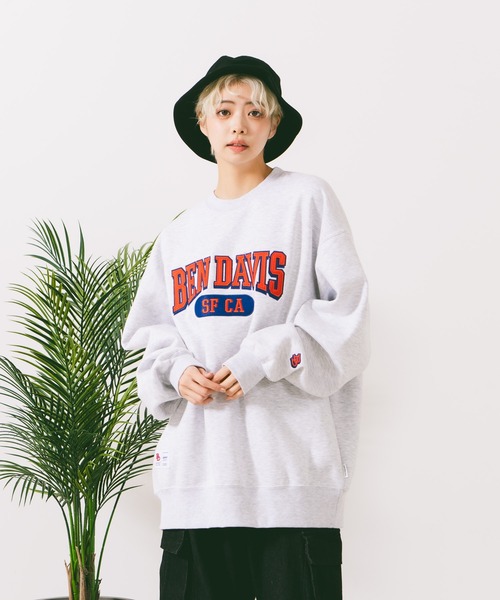 【セール】【BEN DAVIS/ベンデイヴィス】カレッジロゴ裏起毛クルーネックスウェットトレーナー（スウェット）｜BEN DAVIS（ベンデイビス）