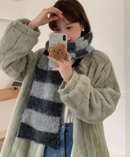 paravion（パラビオン）の「バイカラーマフラー（マフラー・レディース・グレー/ブルー/レッド・FREE）」の2枚目の写真