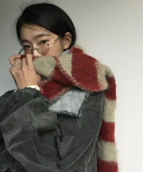 paravion（パラビオン）の「バイカラーマフラー（マフラー・レディース・グレー/ブルー/レッド・FREE）」の14枚目の写真