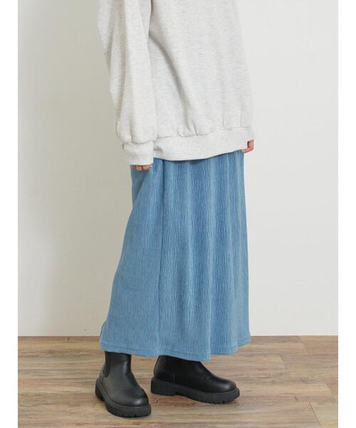 ベロアプリーツ/刺繍アソートナロースカート（スカート）｜Samansa Mos2（サマンサ モスモス）