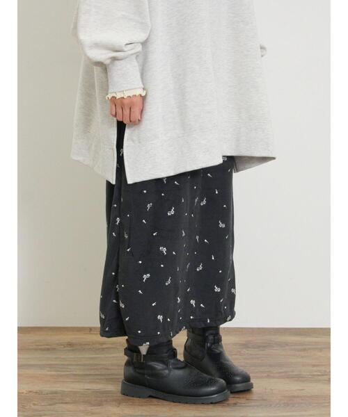 ベロアプリーツ/刺繍アソートナロースカート（スカート）｜Samansa Mos2（サマンサ モスモス）