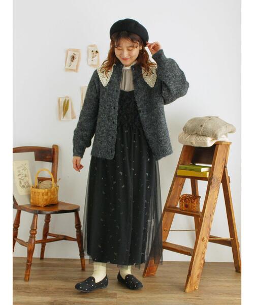 ベロアプリーツ/刺繍アソートナロースカート（スカート）｜Samansa Mos2（サマンサ モスモス）