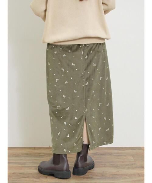 ベロアプリーツ/刺繍アソートナロースカート（スカート）｜Samansa Mos2（サマンサ モスモス）