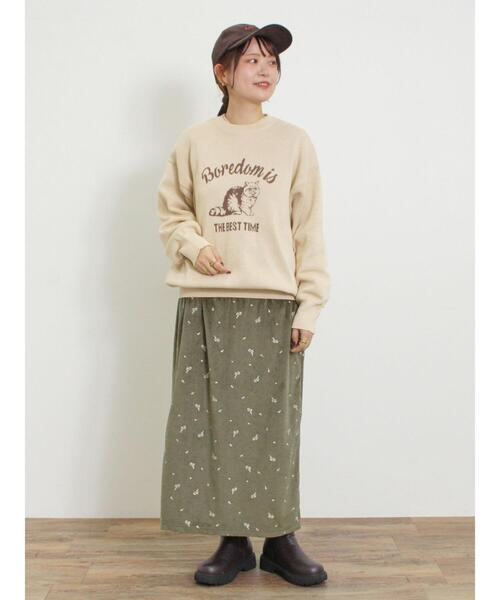 ベロアプリーツ/刺繍アソートナロースカート（スカート）｜Samansa Mos2（サマンサ モスモス）