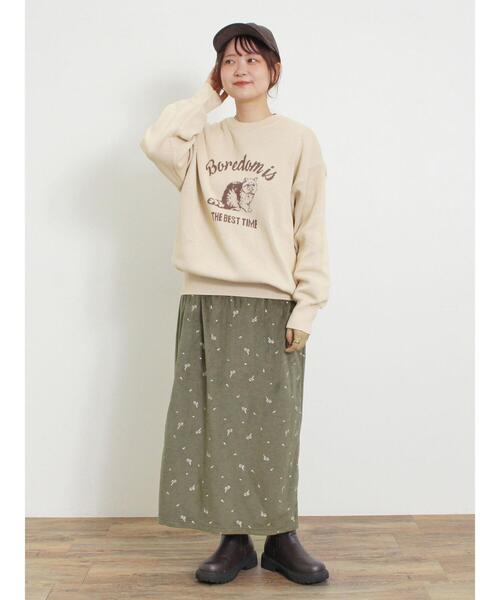 ベロアプリーツ/刺繍アソートナロースカート（スカート）｜Samansa Mos2（サマンサ モスモス）