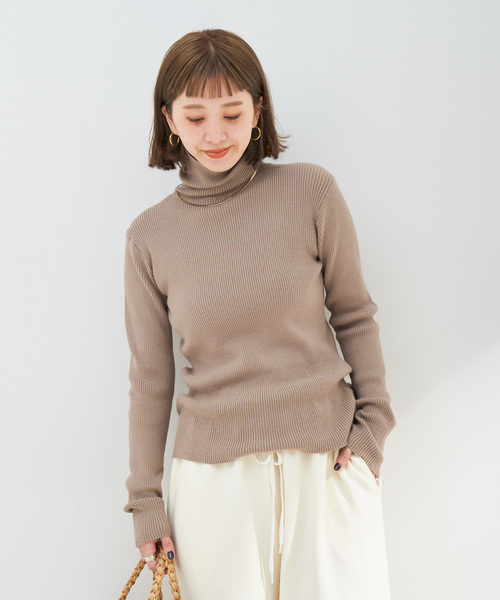 B.C STOCK（ベーセーストック）の「《追加2》タートルリブニット（ニット/セーター・レディース・ピンク/ウッド/オレンジ系その他/ブルー/アイボリー/ブラック・FREE）」の11枚目の写真