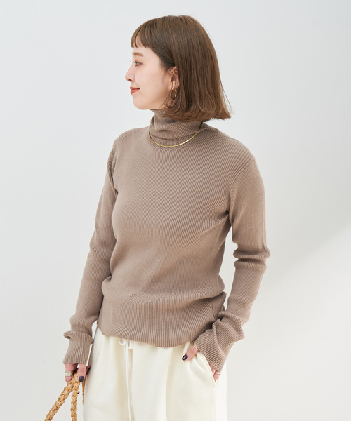 B.C STOCK（ベーセーストック）の「《追加2》タートルリブニット（ニット/セーター・レディース・ピンク/ウッド/オレンジ系その他/ブルー/アイボリー/ブラック・FREE）」の12枚目の写真