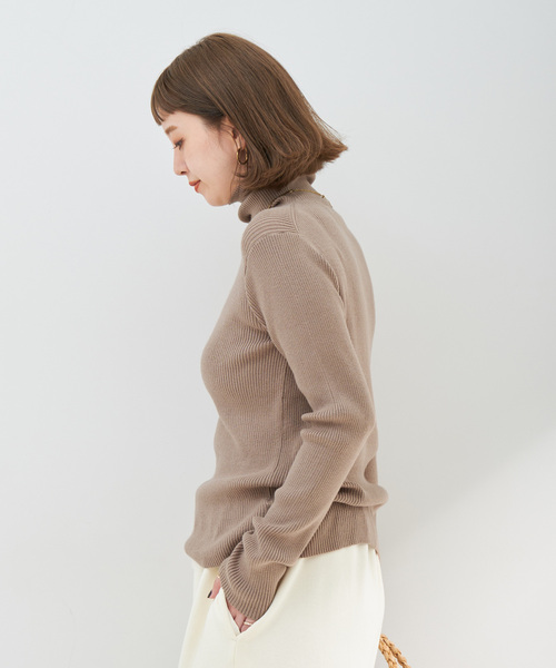 B.C STOCK（ベーセーストック）の「《追加2》タートルリブニット（ニット/セーター・レディース・ピンク/ウッド/オレンジ系その他/ブルー/アイボリー/ブラック・FREE）」の13枚目の写真