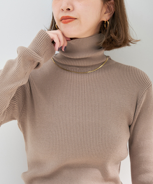 B.C STOCK（ベーセーストック）の「《追加2》タートルリブニット（ニット/セーター・レディース・ピンク/ウッド/オレンジ系その他/ブルー/アイボリー/ブラック・FREE）」の16枚目の写真