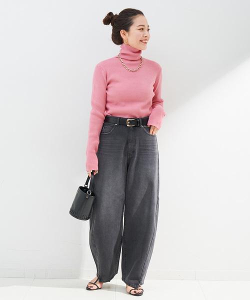 B.C STOCK（ベーセーストック）の「《追加2》タートルリブニット（ニット/セーター・レディース・ピンク/ウッド/オレンジ系その他/ブルー/アイボリー/ブラック・FREE）」の8枚目の写真