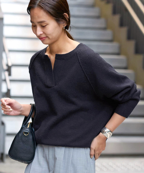 FRAMeWORK ミドルゲージ天竺ヘンリープルオーバー ニット