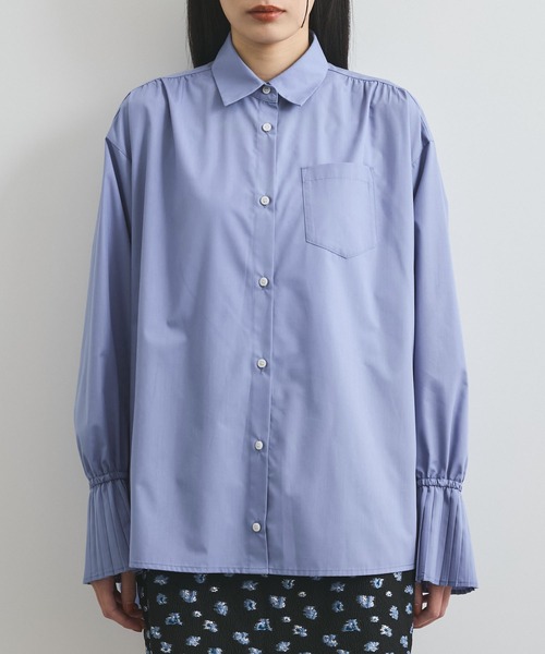 VIS（ビス）の「【洗える】プリーツスリーブフレアーシャツ（シャツ/ブラウス・レディース・ホワイト/グリーン系その他/サックスブルー/クリーム・FREE）」の6枚目の写真