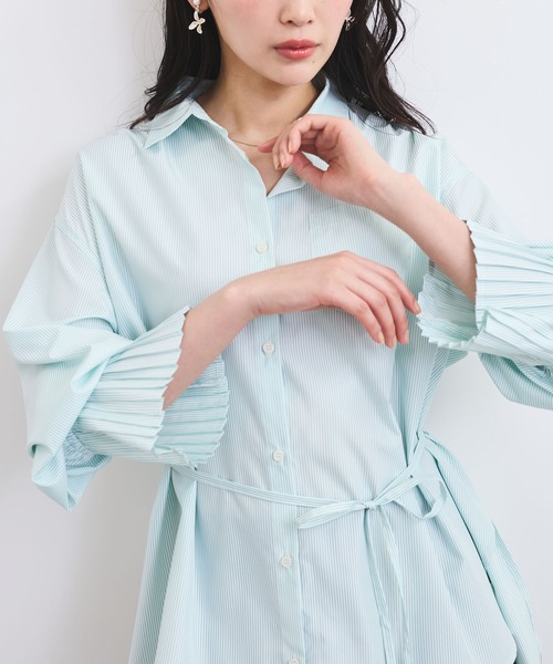 VIS（ビス）の「【洗える】プリーツスリーブフレアーシャツ（シャツ/ブラウス・レディース・ホワイト/グリーン系その他/サックスブルー/クリーム・FREE）」の18枚目の写真