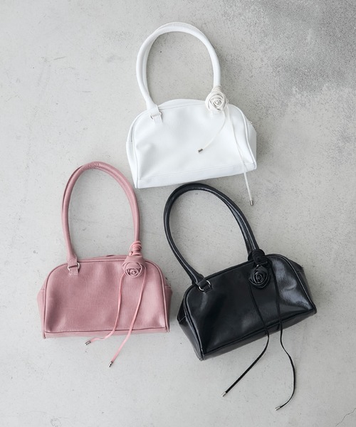 forksy.（フォルクシー）の「【forksy.】ローズチョーカー付き ミニボストンバッグ（ボストンバッグ・レディース・ブラック/ピンク/ホワイト・FREE）」の6枚目の写真