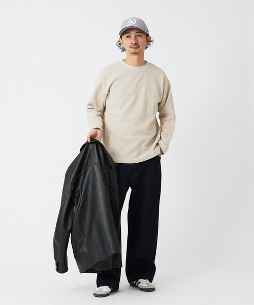 JOURNAL STANDARD relume（ジャーナルスタンダード　レリューム）の「バックブラッシュ ワッフル クルーネック L/S（Tシャツ/カットソー・メンズ・グレー/ベージュ系その他/ホワイト・MEDIUM/SMALL/LARGE）」の14枚目の写真