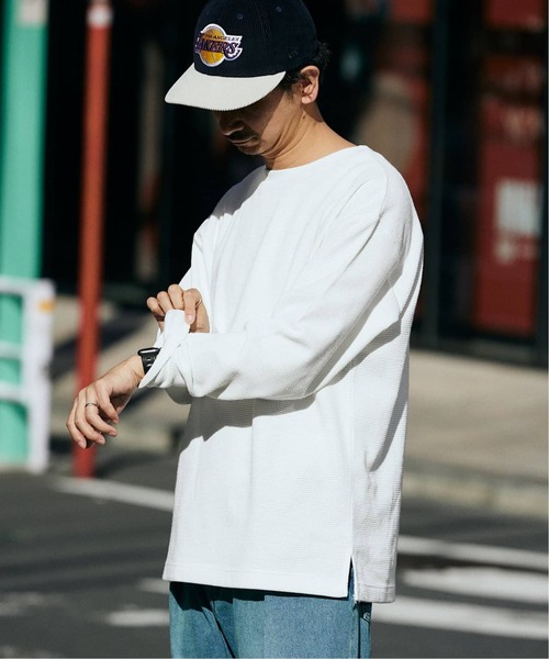 JOURNAL STANDARD relume（ジャーナルスタンダード　レリューム）の「バックブラッシュ ワッフル クルーネック L/S（Tシャツ/カットソー・メンズ・グレー/ベージュ系その他/ホワイト・MEDIUM/SMALL/LARGE）」の20枚目の写真