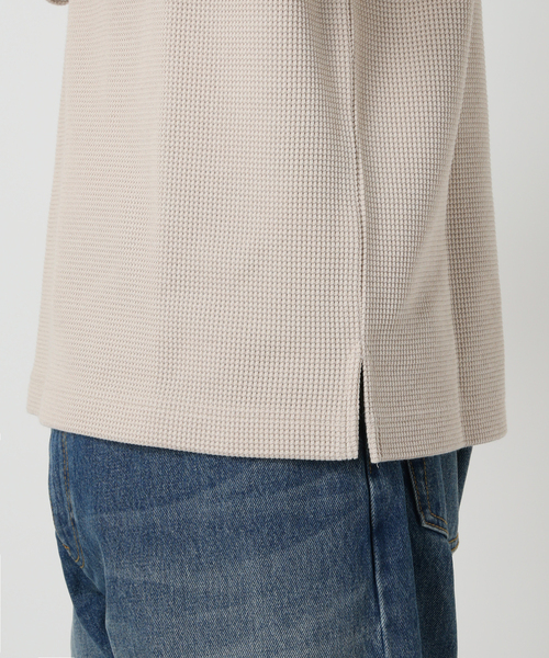 JOURNAL STANDARD relume（ジャーナルスタンダード　レリューム）の「バックブラッシュ ワッフル クルーネック L/S（Tシャツ/カットソー・メンズ・グレー/ベージュ系その他/ホワイト・MEDIUM/SMALL/LARGE）」の6枚目の写真