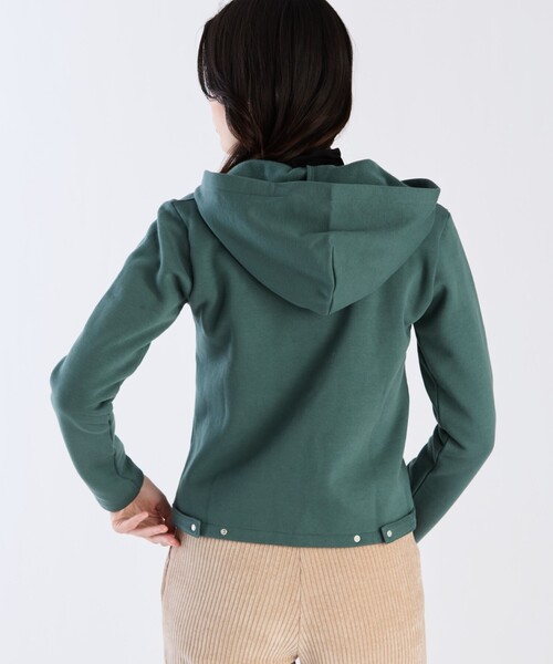 agnes b.(アニエスベー)の「オーガニックコットン メルトン 長袖 カーディガンプレッション "Capuche"(カーディガン/ボレロ・レディース・グリーン・1/2/3)」の4枚目の写真