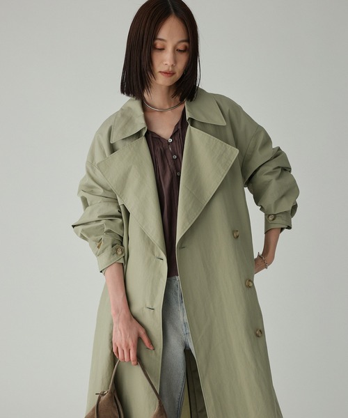 【あゆみ】BABYLONE バビロン　トレンチコート セール】コットンナイロンロングトレンチ（トレンチコート