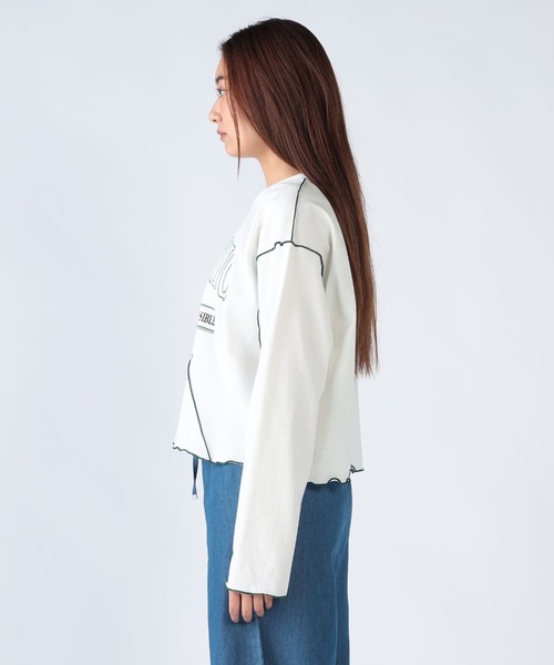 CECIL McBEE（セシルマクビー）の「コンパクトシルエットカレッジプリント配色メロートップス（Tシャツ/カットソー・レディース・オフホワイト/チャコールグレー・MEDIUM/LARGE）」の7枚目の写真