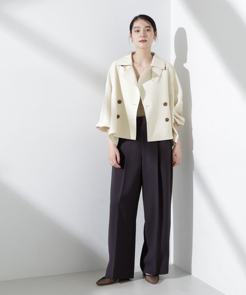 NANO universe(ナノユニバース)の「エアリーツイルショートコート(トレンチコート・レディース・ベージュ/オフホワイト・FREE)」の21枚目の写真