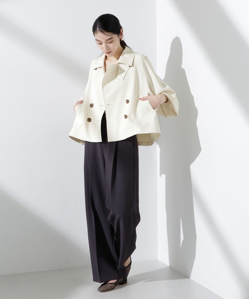 NANO universe(ナノユニバース)の「エアリーツイルショートコート(トレンチコート・レディース・ベージュ/オフホワイト・FREE)」の12枚目の写真