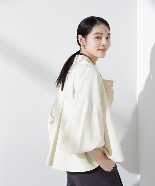 NANO universe(ナノユニバース)の「エアリーツイルショートコート(トレンチコート・レディース・ベージュ/オフホワイト・FREE)」の20枚目の写真