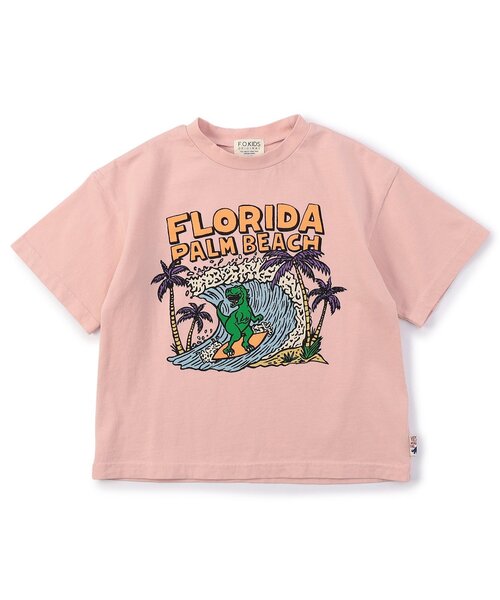 F.O.KIDS(エフオーキッズ)の「PALM BEACH POP DINO 半袖Tシャツ(Tシャツ/カットソー・キッズ・オフホワイト/ライム/ピンク・140/130/120/110/100/90/80)」の3枚目の写真