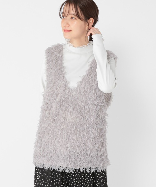 studio CLIP（スタディオクリップ）の「着丈選べるフリンジベスト（ベスト・レディース・グレー/ナチュラル/ベージュ・LARGE/MEDIUM）」の4枚目の写真