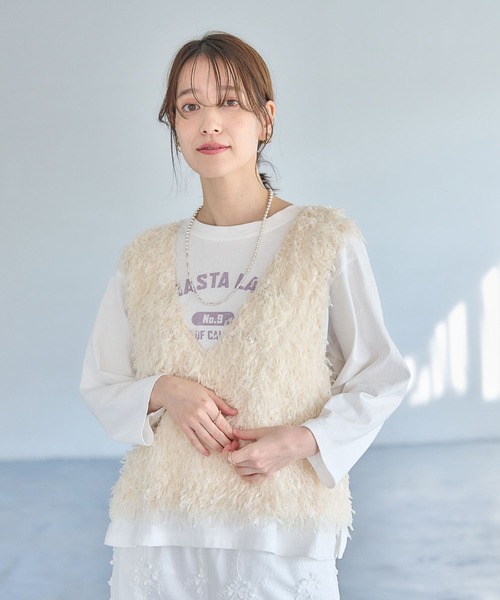 studio CLIP（スタディオクリップ）の「着丈選べるフリンジベスト（ベスト・レディース・グレー/ナチュラル/ベージュ・LARGE/MEDIUM）」の7枚目の写真